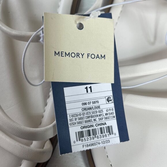 Universal Thread Louie Memory Foam Sandals Womens Cream Size 11 New Strappy - Picture 11 of 11